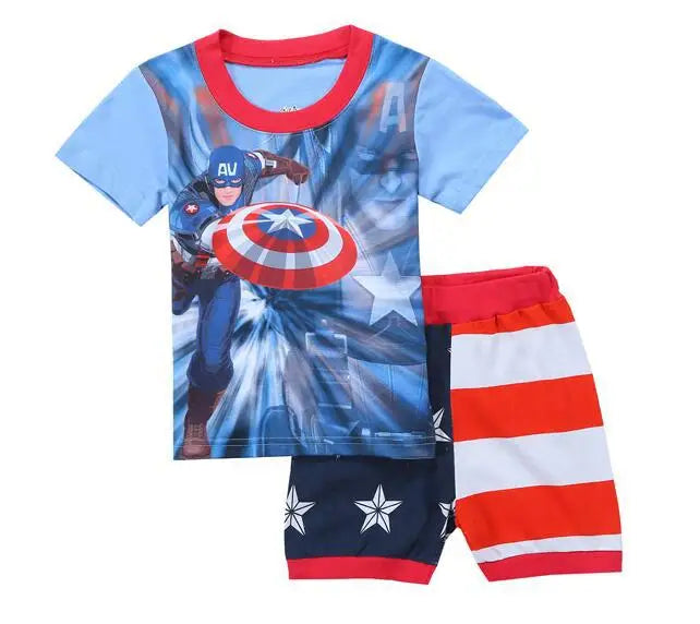 Kid's Boy Cotton O-Neck Short Sleeves Breathable Sleepwear Set