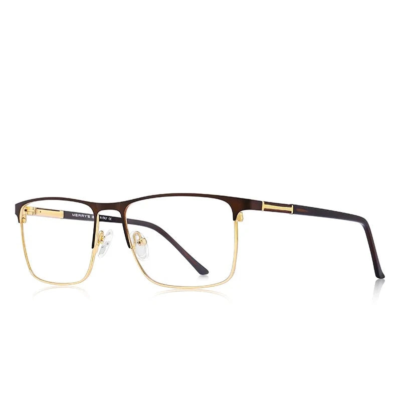 Men's Titanium Alloy Frame Full-Rim Square Shaped Trendy Glasses