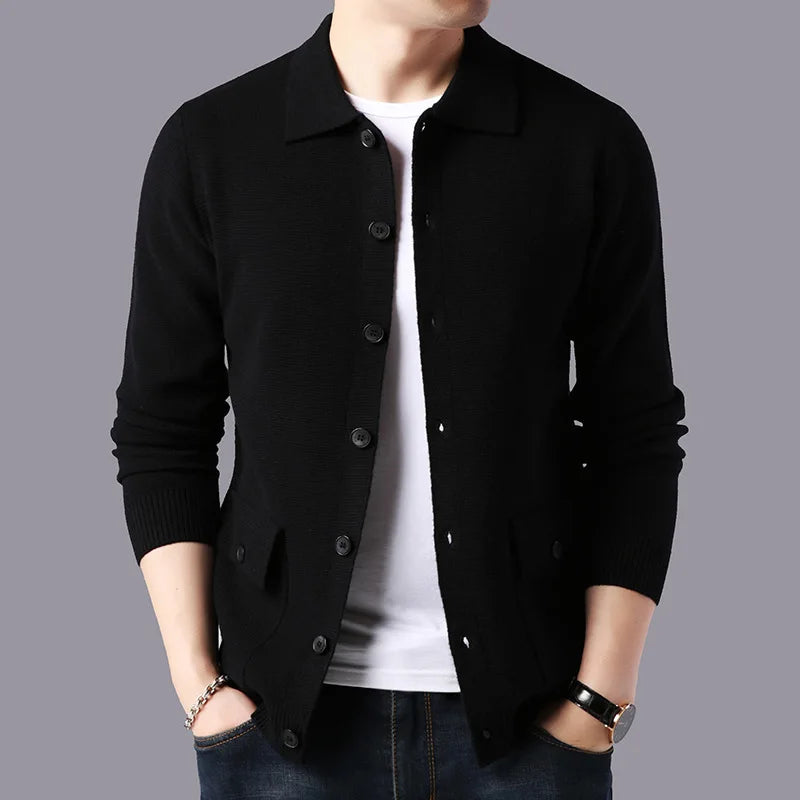 Men's Polyester Turn-Down Collar Full Sleeves Casual Sweaters