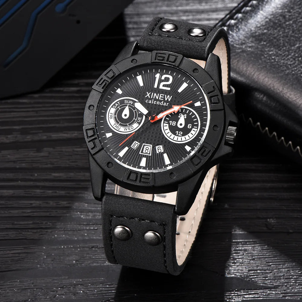 Men's Alloy Buckle Clasp Waterproof Quartz Trendy Round Watches