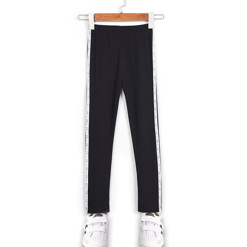 Kid's Girl Polyester Mid Waist Elastic Closure Casual Trousers