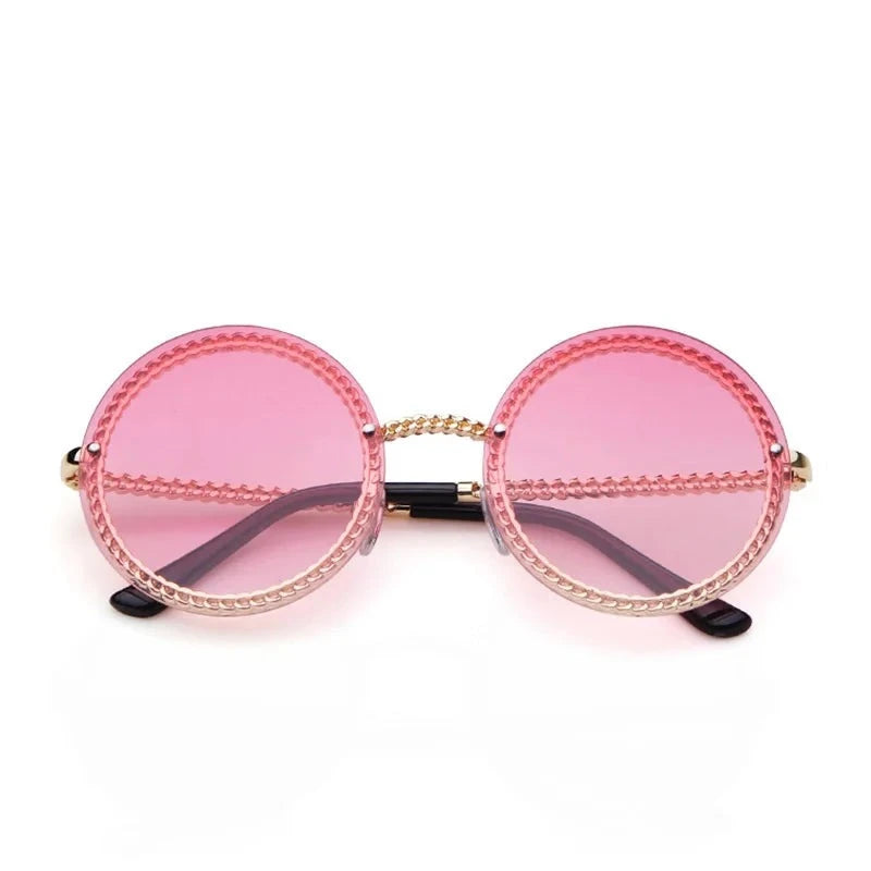 Women's Alloy Frame Resin Lens Round Shaped Trendy Sunglasses