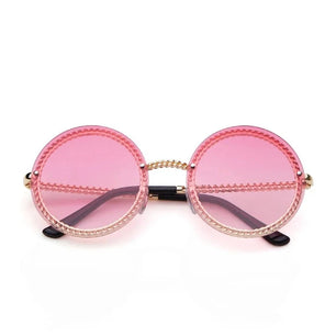 Women's Alloy Frame Resin Lens Round Shaped Trendy Sunglasses