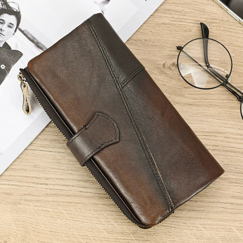 Men's Genuine Leather Solid Pattern Card Holder Casual Wallet