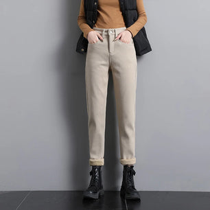 Women's Cotton Elastic Closure Solid Pattern Casual Wear Pants