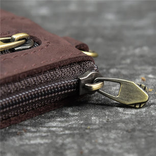 Women's Genuine Leather Zipper Closure Solid Pattern Purse