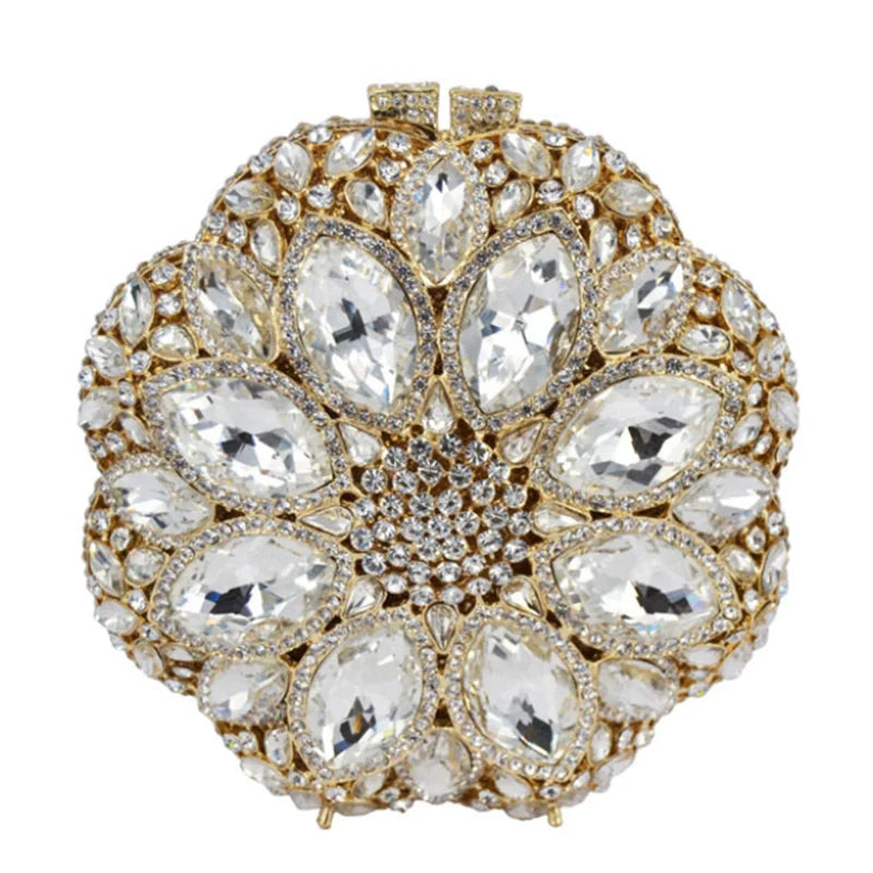 Women's Metallic Hasp Closure Rhinestone Luxury Wedding Clutch