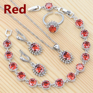 Women's 100% 925 Sterling Silver Zircon Geometric Jewelry Sets