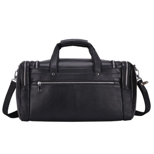 Men's Genuine Leather Zipper Closure Solid Pattern Shoulder Bag