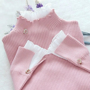 Women's Polyester Turtleneck Knitted Pattern Casual Wear Sweater