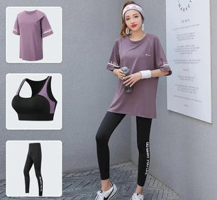 Women's Spandex O-Neck Short Sleeve Breathable Yoga Fitness Set