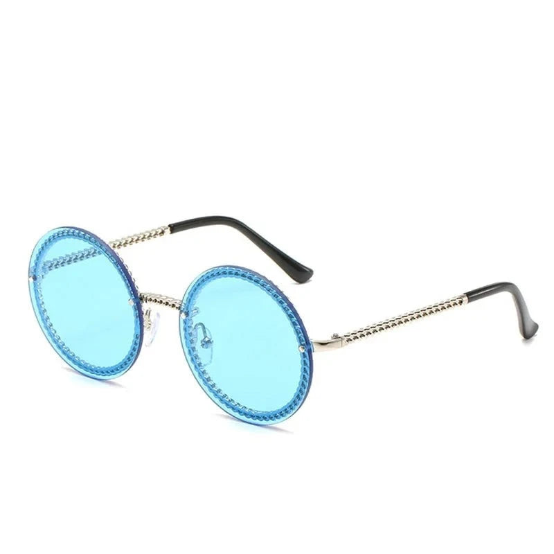 Women's Alloy Frame Resin Lens Round Shaped Trendy Sunglasses