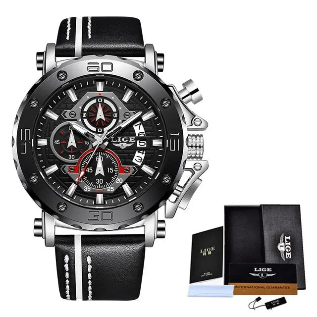 Men's Stainless Steel Round Shape Waterproof Luxury Quartz Watch