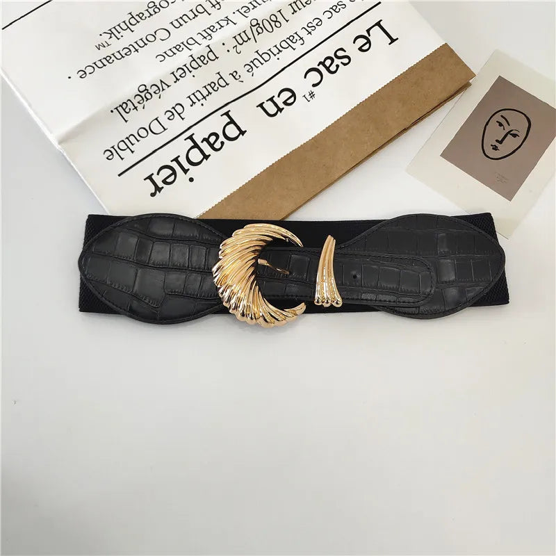 Women's PU High Waist Buckle Closure Solid Pattern Trendy Belts