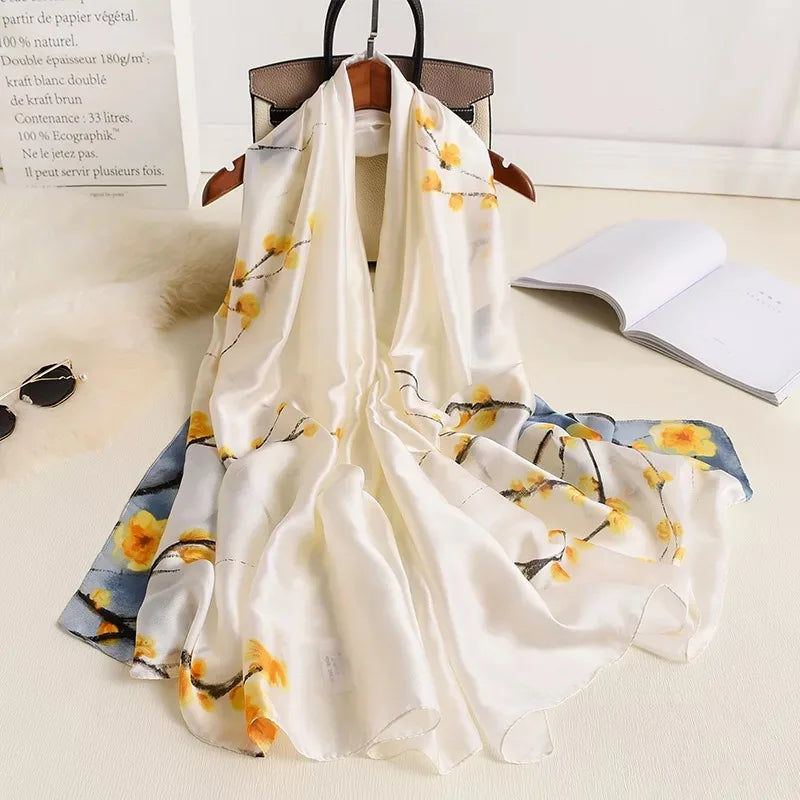 Women's Silk Neck Wrap Printed Pattern Trendy Beach Scarves