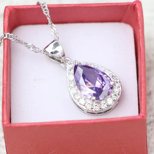 Women's 100% 925 Sterling Silver Zircon Water Drop Necklace