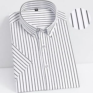 Men's Polyester Turn-Down Collar Short Sleeve Single Breasted Shirt