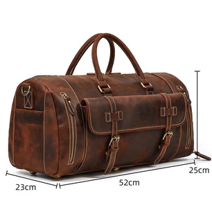 Men's Genuine Leather Zipper Closure Solid Pattern Shoulder Bag