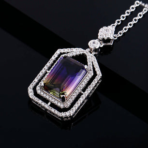 Women's Silver Zircon Geometric Shaped Trendy Engagement Necklace