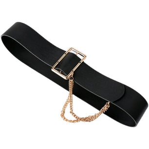 Women's PU Buckle Closure Solid Pattern Casual Wide Strap Belts