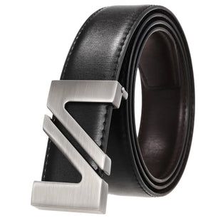 Men's Split Leather Buckle Closure Plain Pattern Trendy Belts