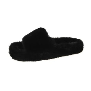 Women's Fur Round Toe Slip-On Closure Casual Wear Flat Slippers