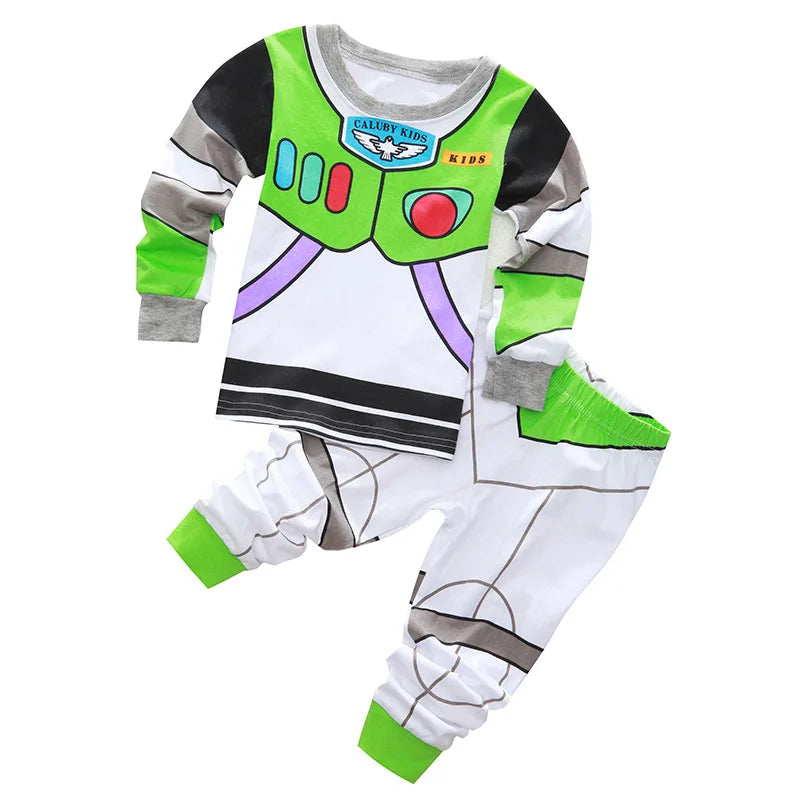 Kid's Boy Cotton O-Neck Long Sleeve Trendy Sleepwear Pajamas Set