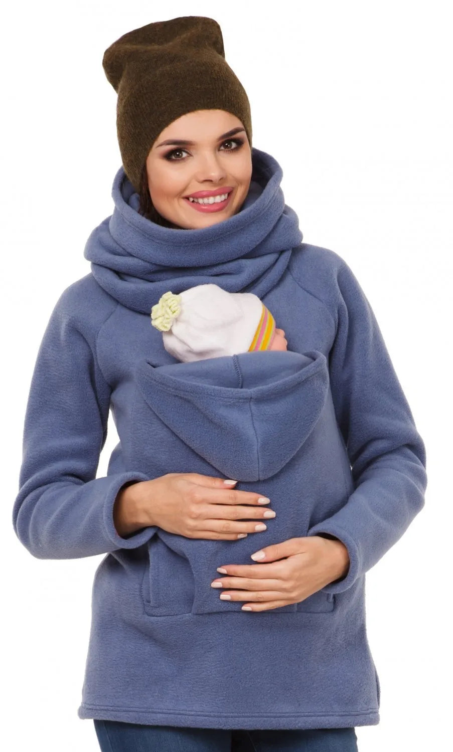 Women's Polyester Turtleneck Full Sleeves Solid Maternity Top