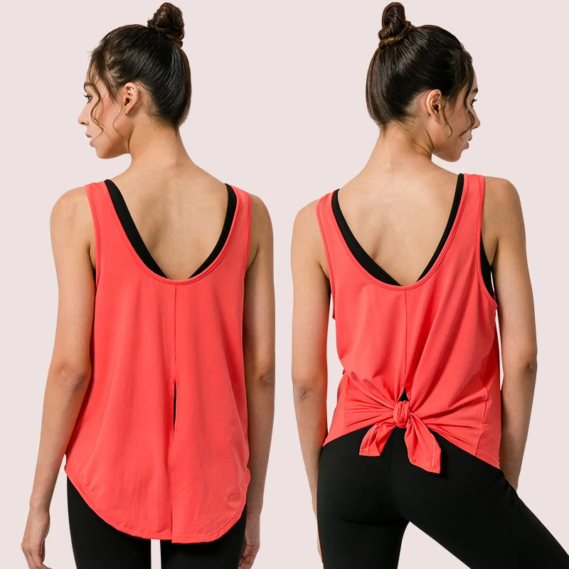 Women's Polyester O-Neck Sleeveless Fitness Yoga Workout Top