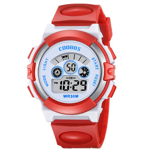 Kid's Alloy Frame Round Shaped Luminous Trendy Waterproof Watch