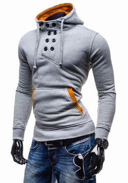 Men's Polyester Long Sleeves Solid Pattern Casual Hooded Jacket