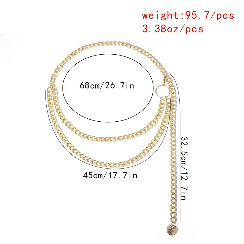 Women's Metal Adjustable Round Shaped Luxury Chain Belts