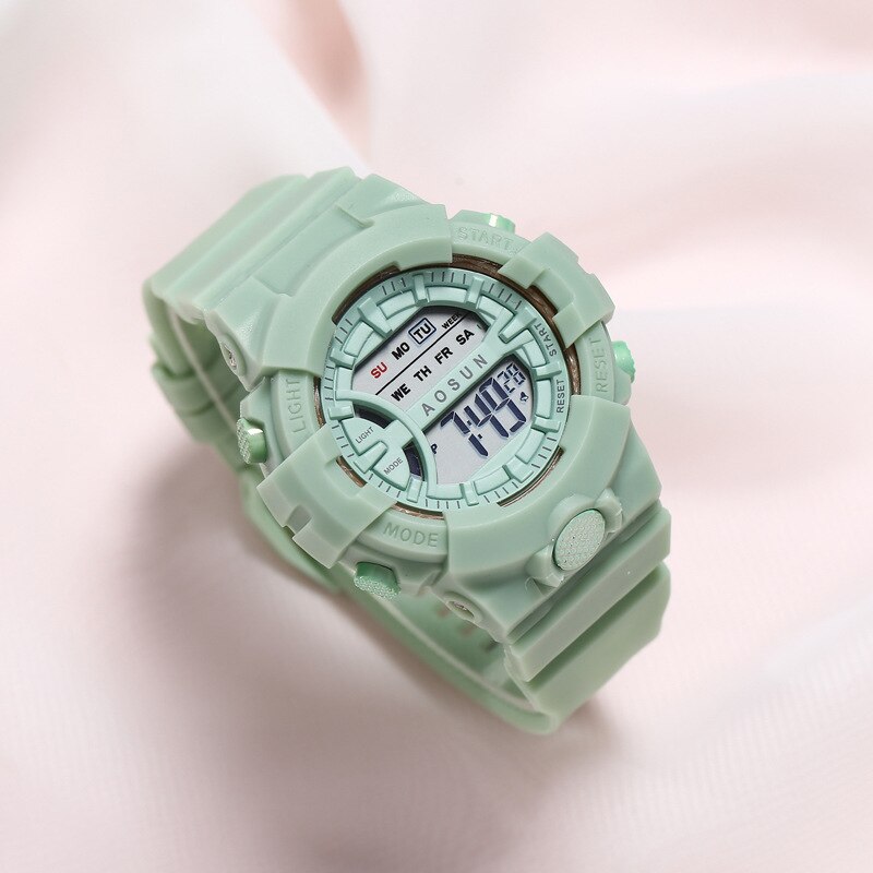 Kid's Alloy Case Buckle Clasp Round Shape Digital Sport Watches