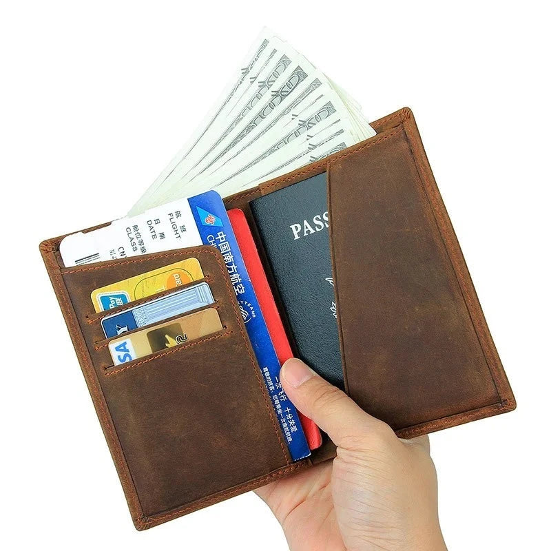 Men's Genuine Leather Solid Pattern Card Holder Vintage Wallet