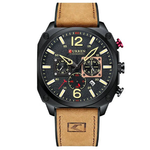 Men's Alloy Case Buckle Clasp Round Shape Waterproof Watch