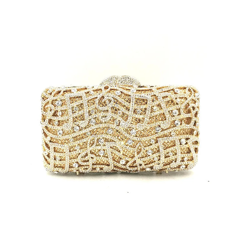 Women's Metallic Hasp Closure Rhinestone Evening Wedding Clutch