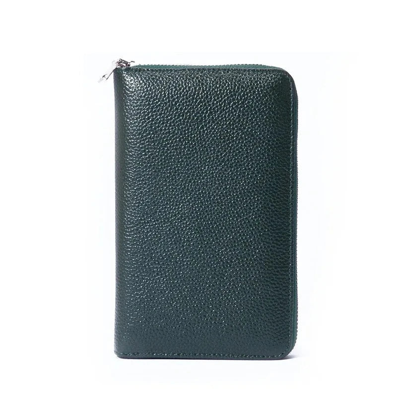 Men's Genuine Leather Solid Pattern Slot Pocket Trendy Wallets