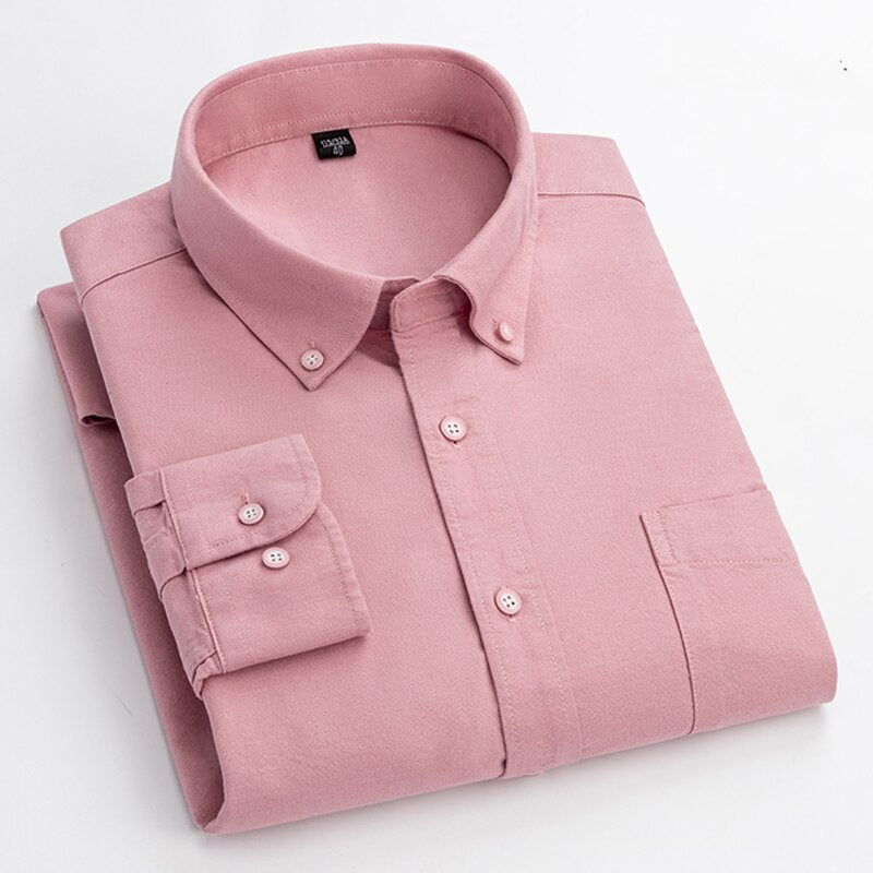 Men's Cotton Turn-Down Collar Single Breasted Formal Wear Shirt