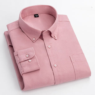 Men's Cotton Turn-Down Collar Single Breasted Formal Wear Shirt