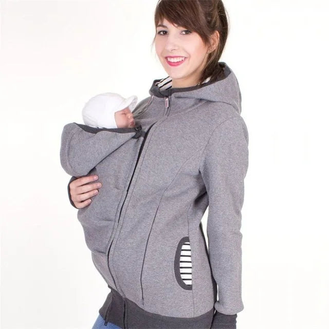 Women's Polyester Full Sleeves Solid Pattern Maternity Jacket