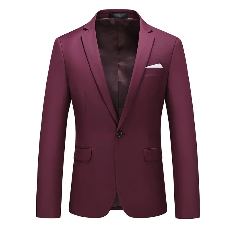 Men's Notched Polyester Long Sleeve Single Breasted Blazers Set