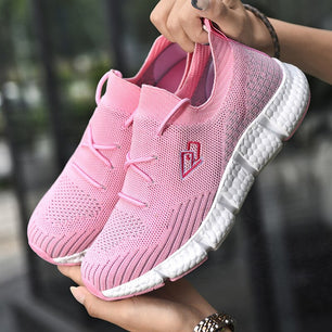 Women's Mesh Lace-Up Patchwork Pattern Walking Running Sneakers