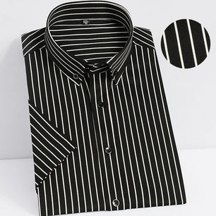 Men's Polyester Turn-Down Collar Short Sleeve Single Breasted Shirt