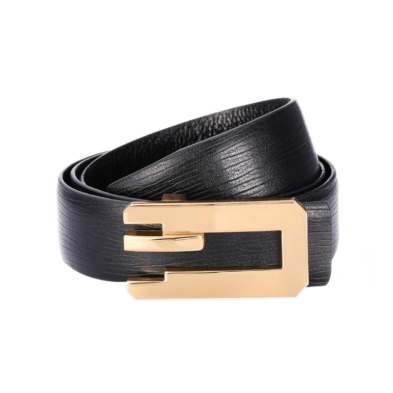 Men's Split Leather Buckle Closure Plain Pattern Trendy Belts