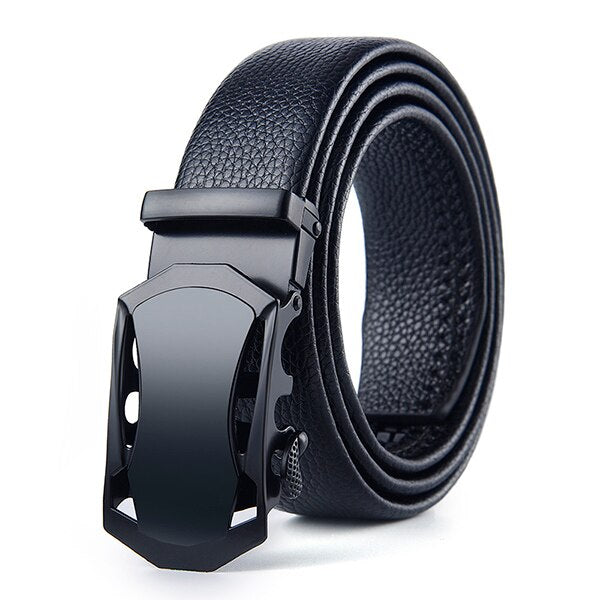 Men's Leather Automatic Buckle Closure Solid Pattern Trendy Belts