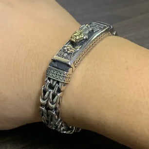 Men's 100% 925 Sterling Silver Animal Pattern Ethnic Bracelet