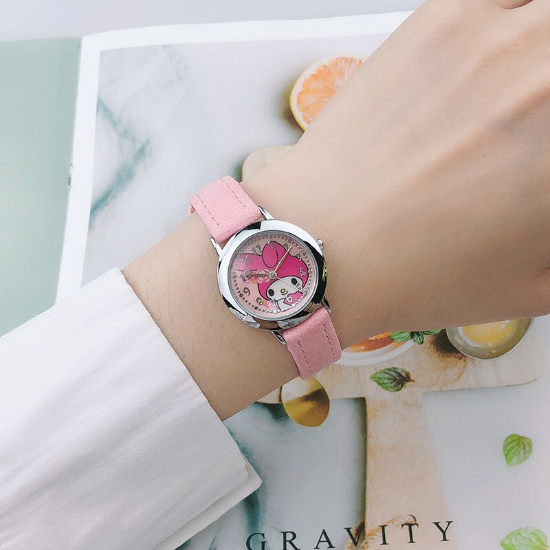 Kid's Alloy Case Round Shape Buckle Clasp Waterproof Quartz Watch