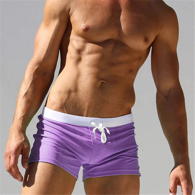 Men's Polyester Drawstring Closure Quick-Dry Swimwear Shorts