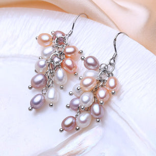 Women's 100% 925 Sterling Silver Freshwater Pearl Drop Earrings