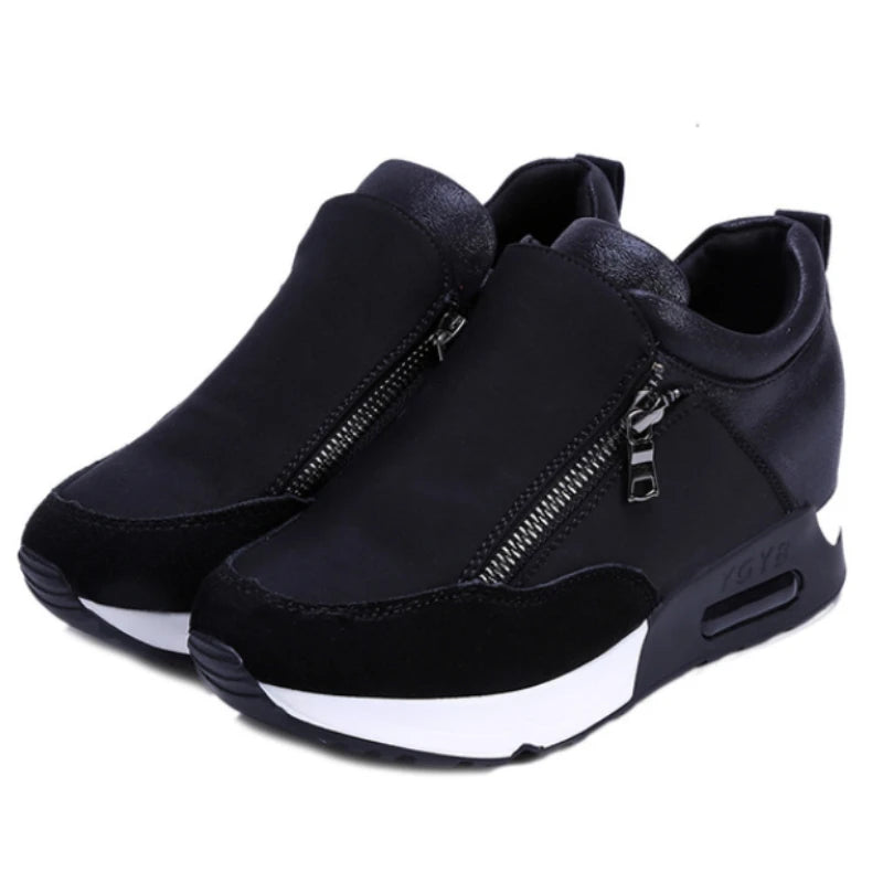 Women's Cotton Round Toe Lace-up Closure Sports Wear Sneakers